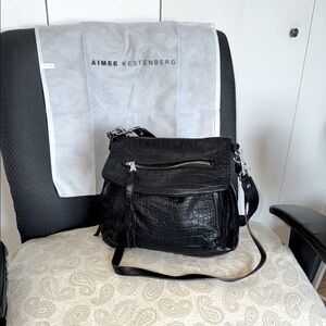 Aimee Kestenberg Leather Shoulder Bag -Fifth Avenue. 
Color: Black Croco